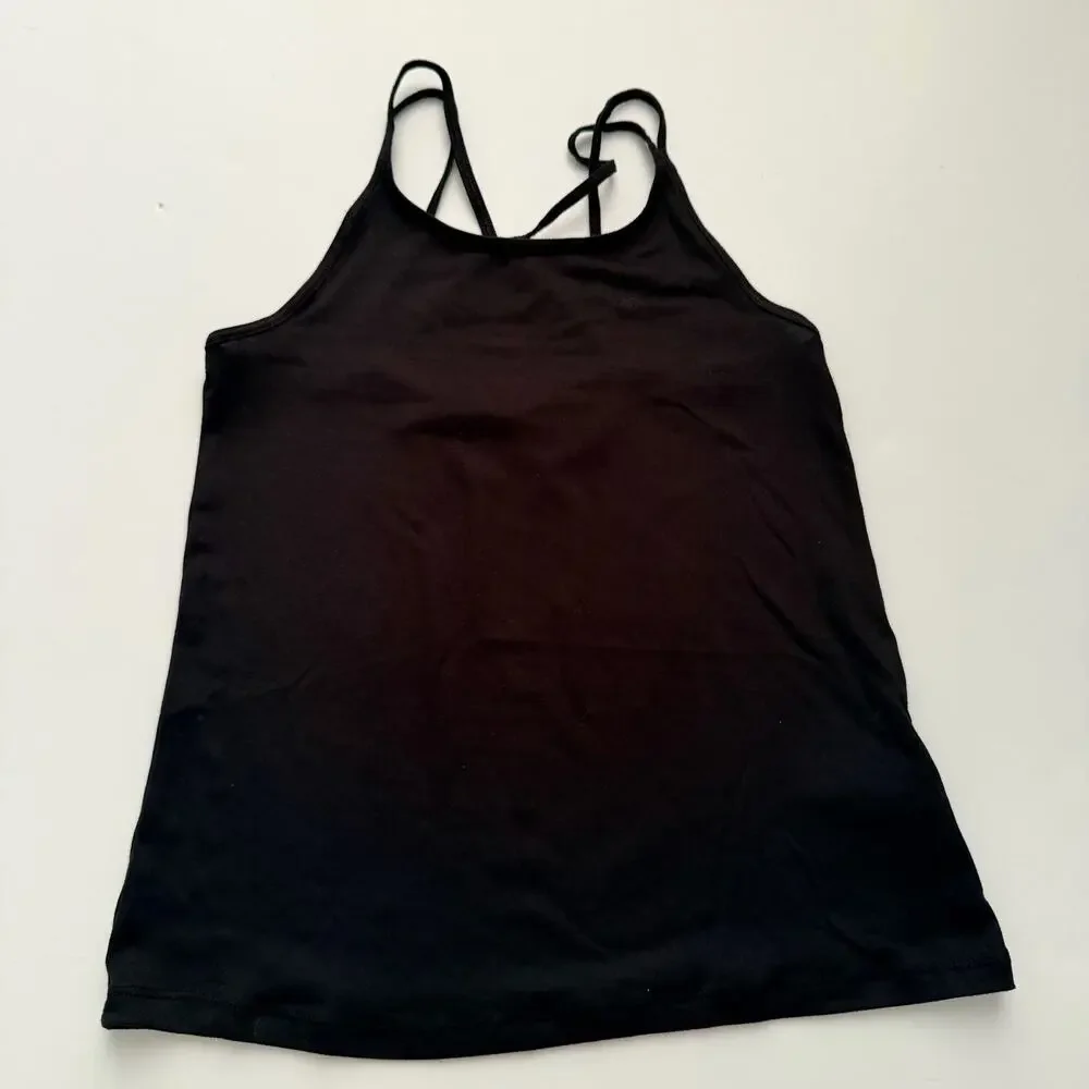 Ideology Black Solid Styled Back Camisole - girls medium